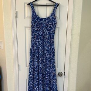 Nine West Blue and White Patterned Maxi Dress